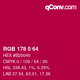 カラーコード: RGB 178 0 64 | qconv.com