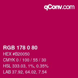 カラーコード: RGB 178 0 80 | qconv.com