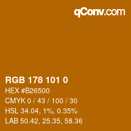 Color code: RGB 178 101 0 | qconv.com