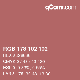 Color code: RGB 178 102 102 | qconv.com