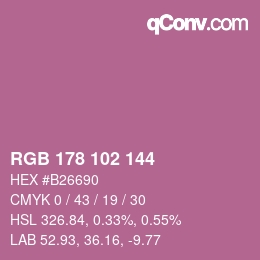 Color code: RGB 178 102 144 | qconv.com