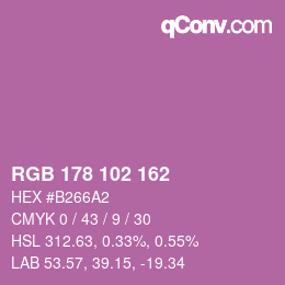 Color code: RGB 178 102 162 | qconv.com