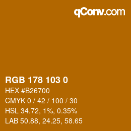 Color code: RGB 178 103 0 | qconv.com