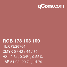 Color code: RGB 178 103 100 | qconv.com