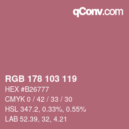 颜色代码: RGB 178 103 119 | qconv.com