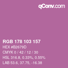 Color code: RGB 178 103 157 | qconv.com