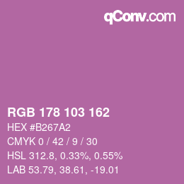 カラーコード: RGB 178 103 162 | qconv.com