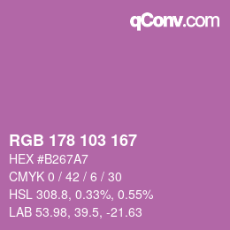 カラーコード: RGB 178 103 167 | qconv.com