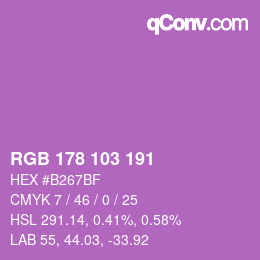 Color code: RGB 178 103 191 | qconv.com