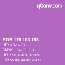 Color code: RGB 178 103 193 | qconv.com
