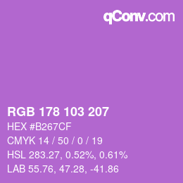 Color code: RGB 178 103 207 | qconv.com