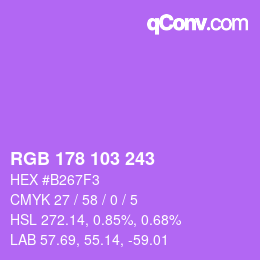 Color code: RGB 178 103 243 | qconv.com