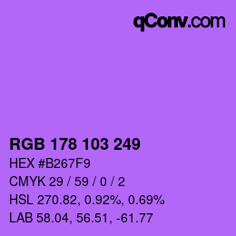 Color code: RGB 178 103 249 | qconv.com