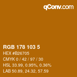 Color code: RGB 178 103 5 | qconv.com