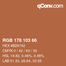 Color code: RGB 178 103 66 | qconv.com