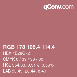 カラーコード: RGB 178 108.4 114.4 | qconv.com