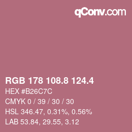 カラーコード: RGB 178 108.8 124.4 | qconv.com