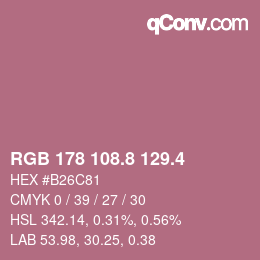 カラーコード: RGB 178 108.8 129.4 | qconv.com