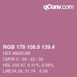 カラーコード: RGB 178 108.8 139.4 | qconv.com