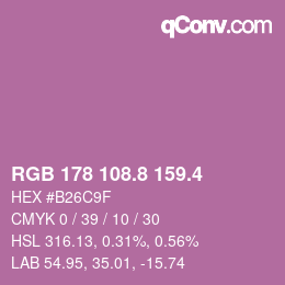 カラーコード: RGB 178 108.8 159.4 | qconv.com