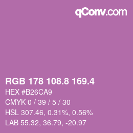 カラーコード: RGB 178 108.8 169.4 | qconv.com