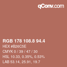 カラーコード: RGB 178 108.8 94.4 | qconv.com