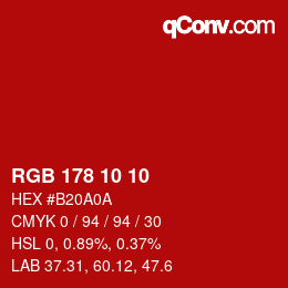 Color code: RGB 178 10 10 | qconv.com