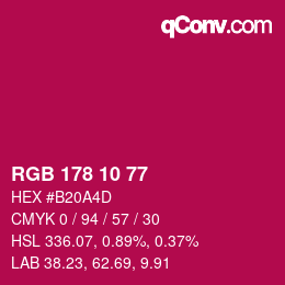 Color code: RGB 178 10 77 | qconv.com