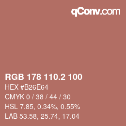 カラーコード: RGB 178 110.2 100 | qconv.com