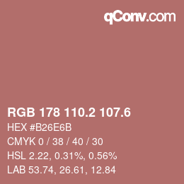 カラーコード: RGB 178 110.2 107.6 | qconv.com