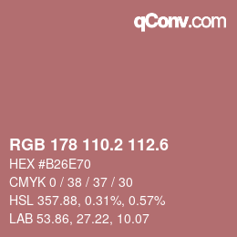 カラーコード: RGB 178 110.2 112.6 | qconv.com