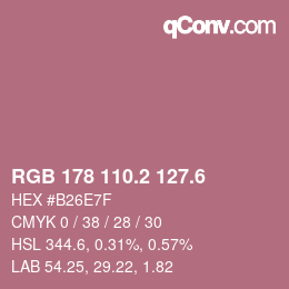 カラーコード: RGB 178 110.2 127.6 | qconv.com