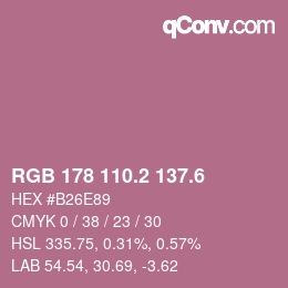 カラーコード: RGB 178 110.2 137.6 | qconv.com