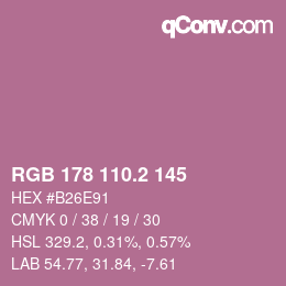 カラーコード: RGB 178 110.2 145 | qconv.com