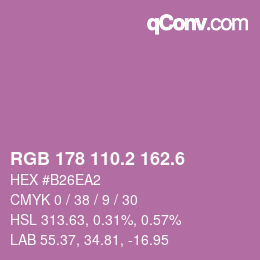 カラーコード: RGB 178 110.2 162.6 | qconv.com