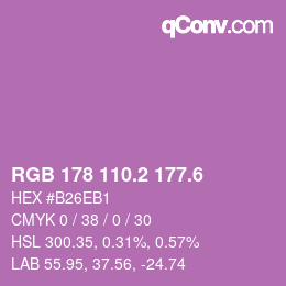カラーコード: RGB 178 110.2 177.6 | qconv.com