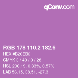 カラーコード: RGB 178 110.2 182.6 | qconv.com