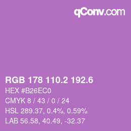 カラーコード: RGB 178 110.2 192.6 | qconv.com