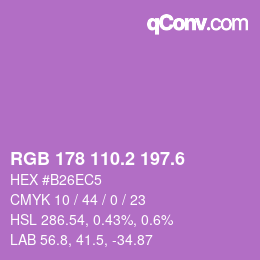 カラーコード: RGB 178 110.2 197.6 | qconv.com
