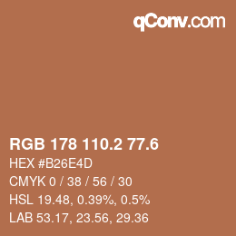 カラーコード: RGB 178 110.2 77.6 | qconv.com