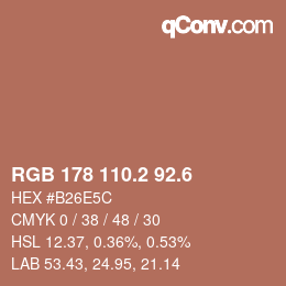 カラーコード: RGB 178 110.2 92.6 | qconv.com