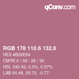 カラーコード: RGB 178 110.6 132.6 | qconv.com