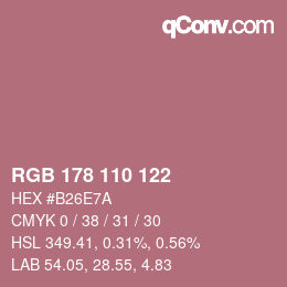 颜色代码: RGB 178 110 122 | qconv.com