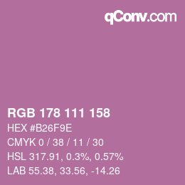 カラーコード: RGB 178 111 158 | qconv.com