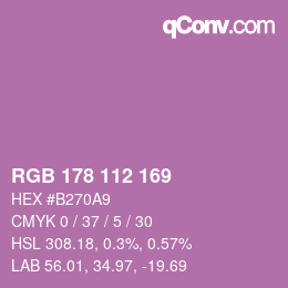 Color code: RGB 178 112 169 | qconv.com