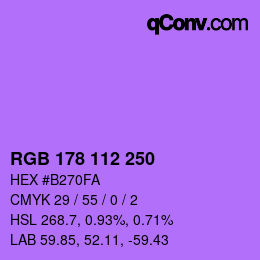 Farbcode: RGB 178 112 250 | qconv.com