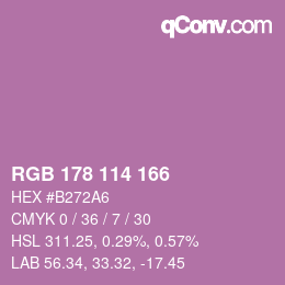 カラーコード: RGB 178 114 166 | qconv.com