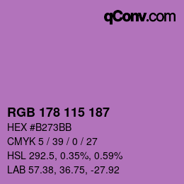 Color code: RGB 178 115 187 | qconv.com