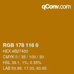 Color code: RGB 178 116 0 | qconv.com