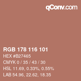 カラーコード: RGB 178 116 101 | qconv.com
